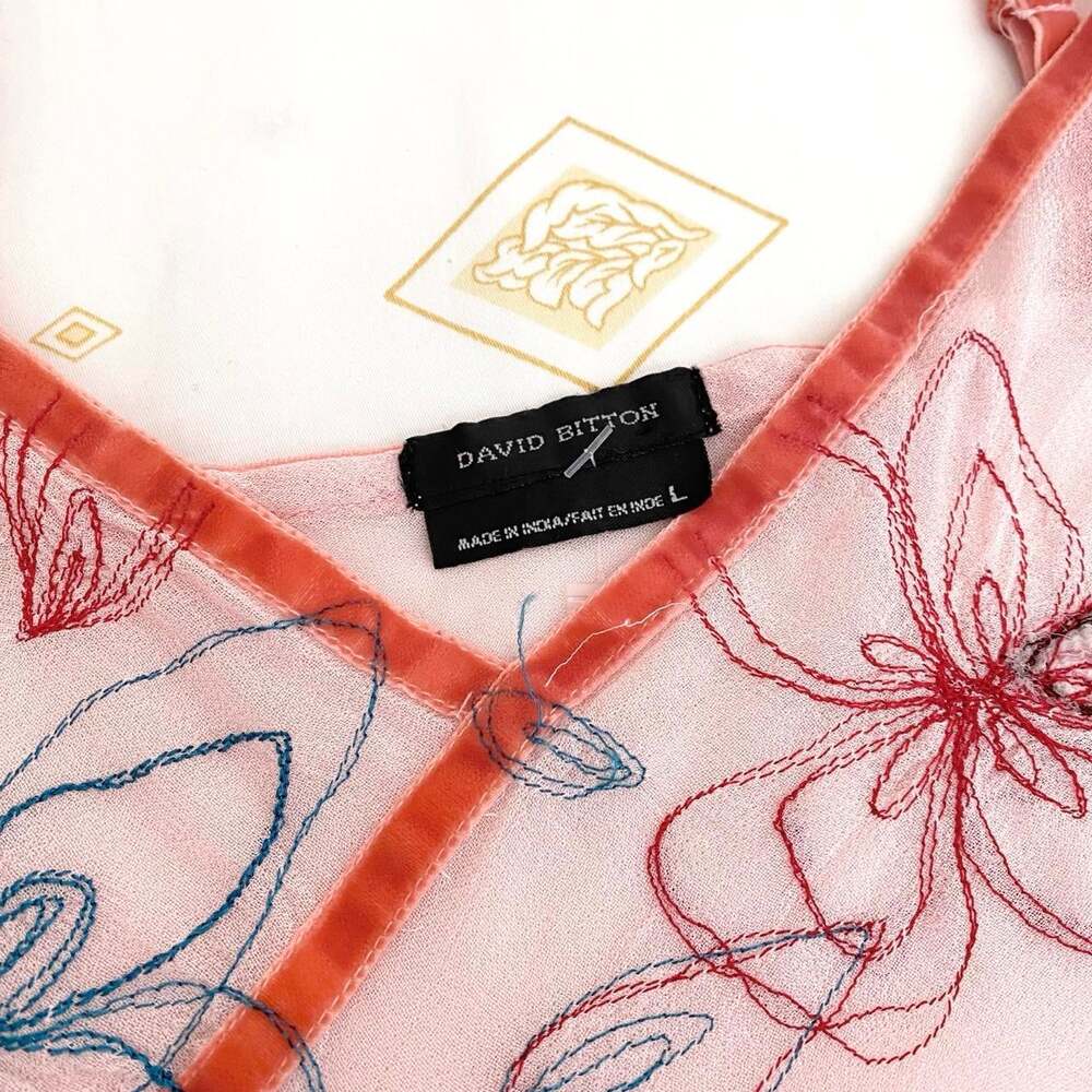 y2k pink sheer embroidered cami - Picture 3 of 8